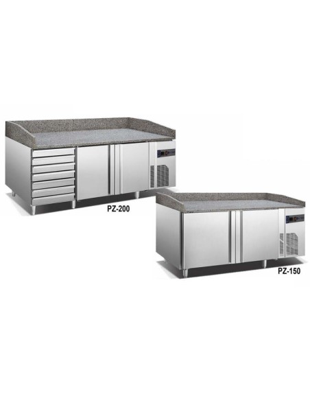 Refrigerated table for pizza preparation