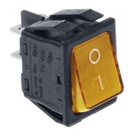 Interruptor basculante 30x22mm naranja 2NO 250V 16A iluminado 0-I empalme conector Faston 6,3mm 301002 12037293