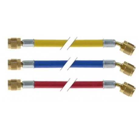 tubo flexible juego 3 piezas L 1500mm azul/amarillo/rojo 1/4" SAE  R22 R134a 800398