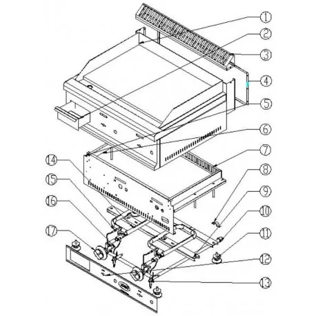 Plaque de fixation du brûleur HGT 635x34x11mm 4...