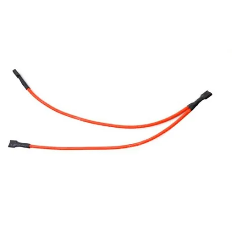 Fireproof protected red cable doubleØ3mm L220mm Faston connectors 6.3x0.8 mm