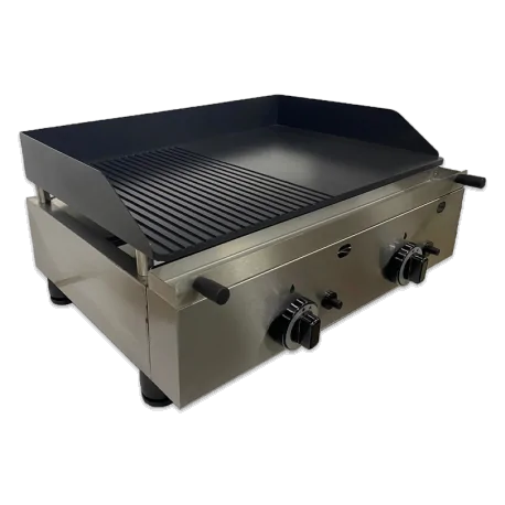 Gas griddle half slotted ceramic coating...