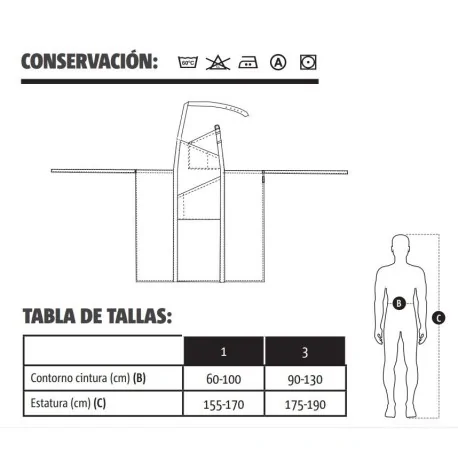 Delantal con peto y cinta en camuflaje 6427