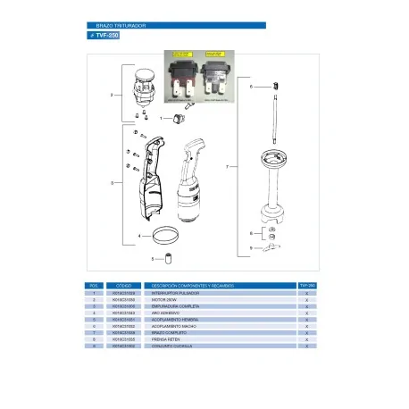 Grinder Arm Retainer 250VV-VF Edenox Fama Ømm6...