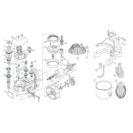 Gear shaft 19 mixer B20F Exploded view number...