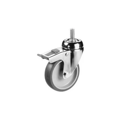 Rubber swivel castor Ø 80mm, with stud and galvanized steel support