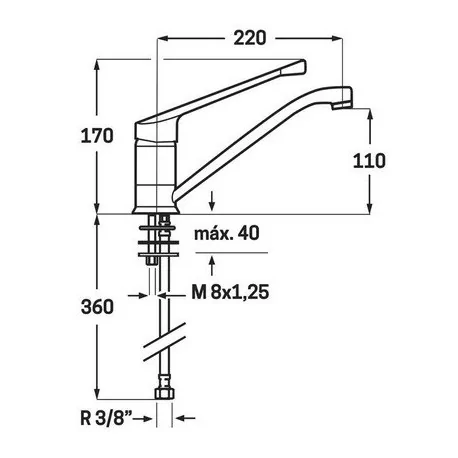 mitigeur monotrou à levier unique levier long...