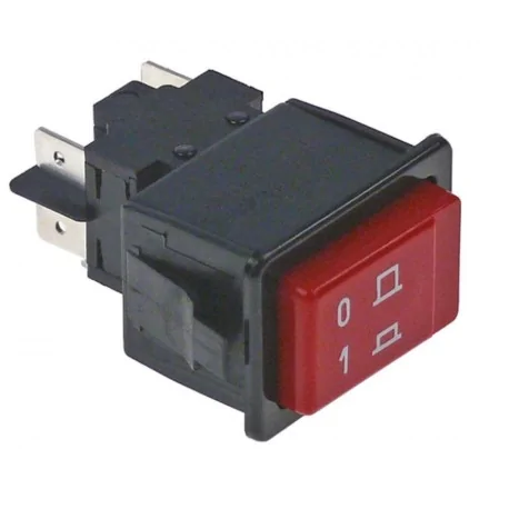 Push switch 34x23mm red 2NO 250V 16A connection male faston 6,3mm 0-1 GAM, Project 017511 347312