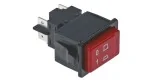 Push switch 34x23mm red 2NO 250V 16A connection male faston 6,3mm 0-1 GAM, Project 017511 347312