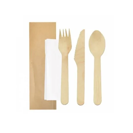 Wooden Napkin, Knife, Spoon and Fork Set (Bag of 100 units)