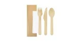 Set Servilleta, Cuchillo, Cuchara y Tenedor Madera (Bolsa de 100 uds)