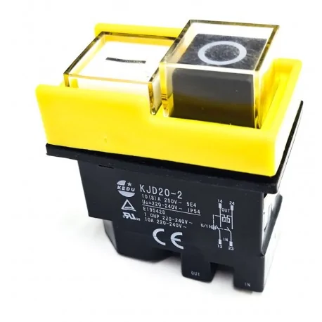 Interrupteur à bouton-poussoir KJD-020-2 dimensions de montage 45x22mm noir-blanc Succo 4 connecteurs