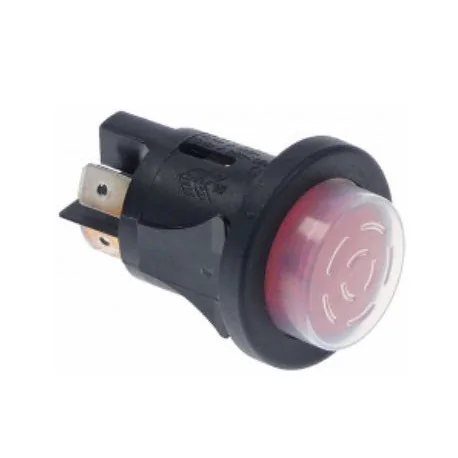 Interruptor pulsante montaje ø 25mm rojo 2NO/lámpara 250V 16A iluminado HLC 348211