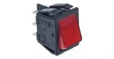 Rocker switch 30x22mm red 2CO 250V 16A illuminated connection male faston 6,3mm