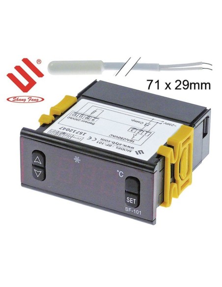 Electronic controller SHANGFANG type SF-101 mounting measurements 71x29mm 230V voltage AC NTC