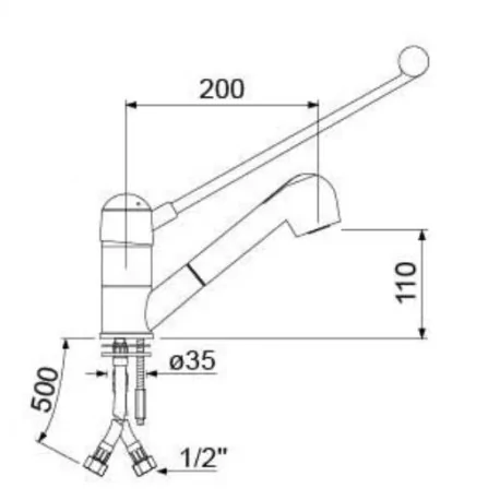 mitigeur 1 trou manette longue 549241