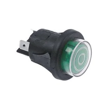 Push switch mounting ø 25mm green 2NO 250V 16A illuminated connection male faston 6.3mm