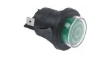 Push switch mounting ø 25mm green 2NO 250V 16A illuminated connection male faston 6.3mm