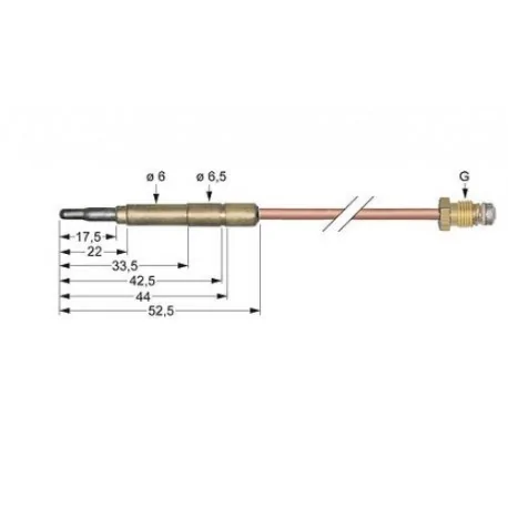Termopar conexión para conector ø6,0(6,5)mm M8x1 L 320mm