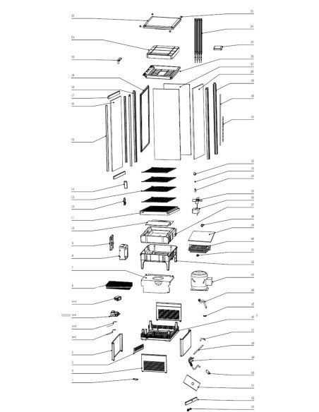 Vitre arrière pour vitrine RT-98L vue éclatée N.º 28 390x805mm