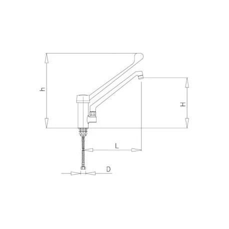 Diagrama de medidas del grifo monomando de codo dos aguas serie monoblock