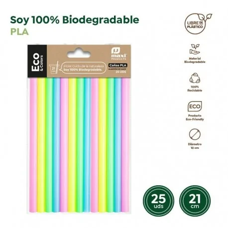 Cañas extragruesas compostables PLA (Pack 25 uds)