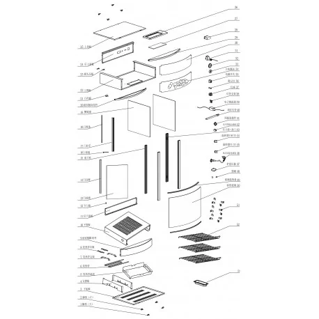 Side glass Showcase RTR-97L exploded view...