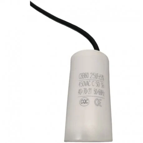 Service capacitor capacity 25µF 450V CBB60 with cable 120mm Ø41 mm L82 mm