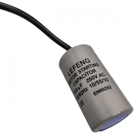 Condensateur de démarrage capacité 150µF 250V avec câble 120mm Ø41mm L82mm