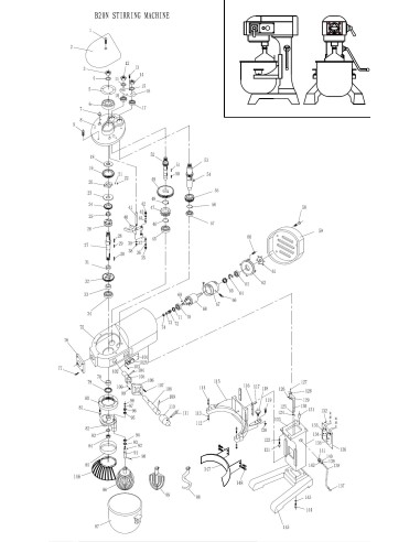 Circular gear Mixer B20Cr B30Cr Exploded view 1 Ø170mm H22mm Z67