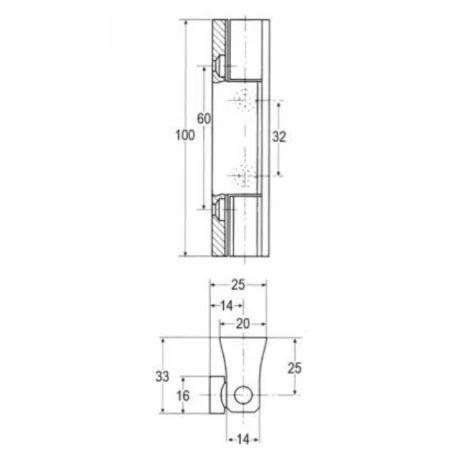 rectangular hinge L 100mm W 25mm mounting...