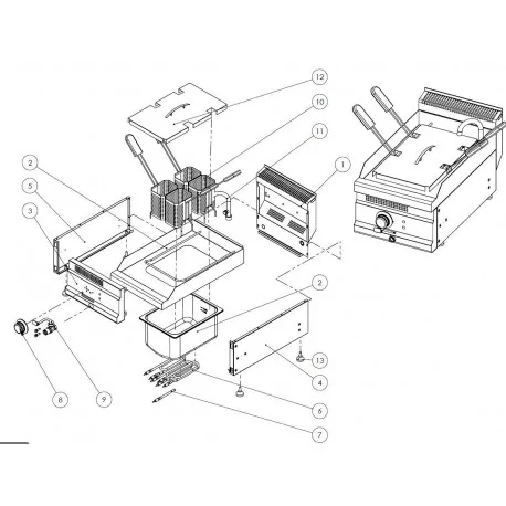 Cuisson au panier Turhan TC.6ME400 pâtes 140x105x 180mm en acier inoxydable