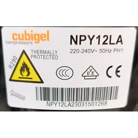 Compresor refrigerante R290 NPY12LA Cubigel BD600