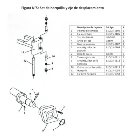 Eje Amasadora CT-B10L B10Cr L105mm Despiece...