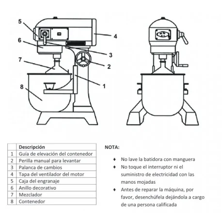 Eje Mezclador Amasadora CT-B10L B10Cr L137mm...