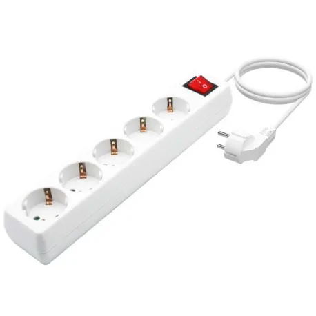 Multiple Base 5 Outlets with White Switch and 1.4 meter long power strip