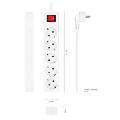 Regleta de 5 tomas Schuko con cable de 1,5 m...