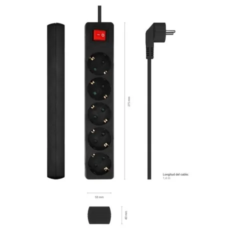 Multiple Base 5 Outlets with Black Switch and...