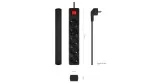 Multiple Base 5 Outlets with Black Switch and 1.4 meter long power strip