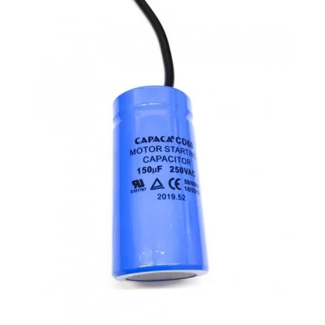 Starting Capacitor capacity 150µF 450VAC CD60 with 120mm cable Ø42mm L84mm