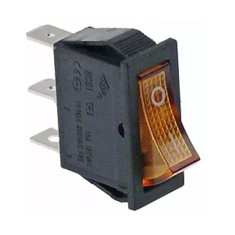Rocker switch 30x11mm orange 1NO/indicator light 250V 16A 0-I connection male faston 6,3mm