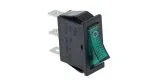 Rocker switch 30x11mm green 1NO/indicator light 250 V 16 A 0-I connection male faston 6.3mm