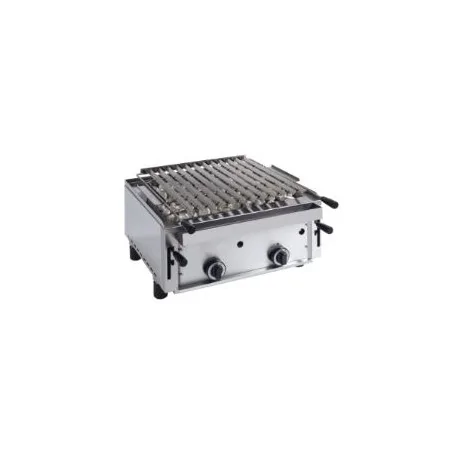 Double tabletop gas barbecue for volcanic stone