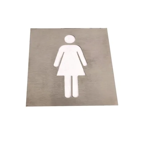 Cartel baño mujer placa de acero inoxidable 120x120x1mm