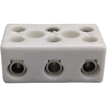 Connecteur en porcelaine 3 pôles connexions Ø6mm