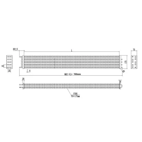 Evaporator Copper Tubes 2x5 size 700mm