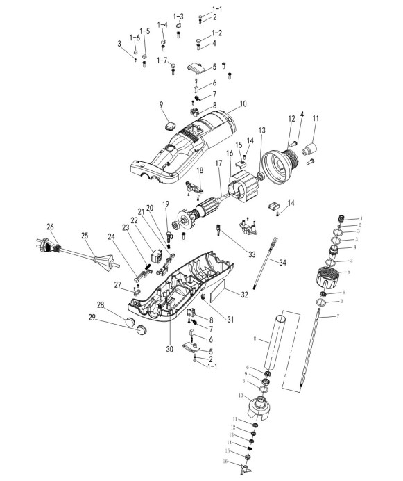 Accouplement pour bras de mixeur IB500LF IB500LV vue éclatée 11 V1