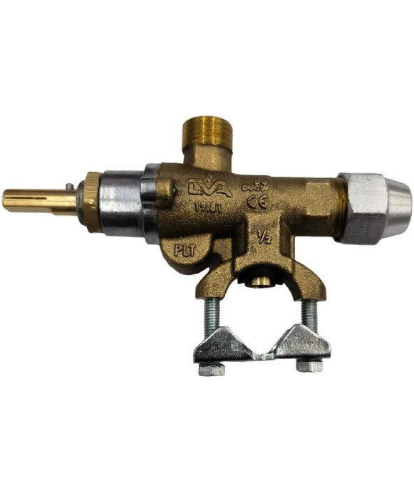 Robinet de gaz LIVA type 21S LVA 19.81 65 mbar thermocouple M8x1 méplat en bas fixation frontale écrou
