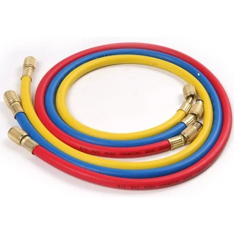 Refrigerant charging hose kit threads 1/4" - 1/4" SAE R134a R12 R22 R502 2500PSI 1200mm