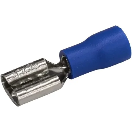 conector Faston hembra tamaño 6,3x0,8mm 1,5-2,5mm² UE 100 pzs aislam. PVC Cu gal Sn azul T máx 75°C 550154